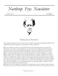 Northrop Frye Newsletter - The Educated Imagination