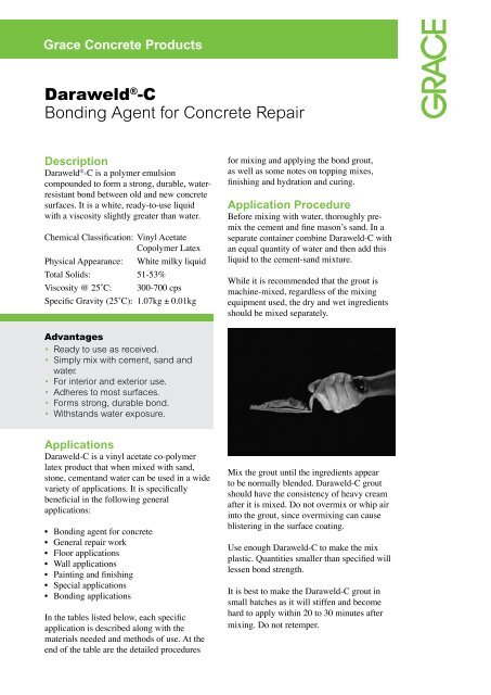Daraweld®-C Bonding Agent for Concrete Repair - Grace ...
