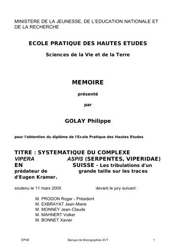 Philippe GOLAY - EPHE