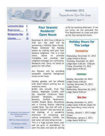 Four Seasons Residents' Open House - Newsletter Website