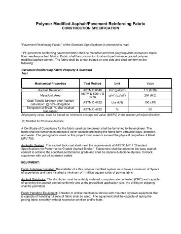 Polymer Modified Asphalt/Pavement Reinforcing Fabric - TenCate