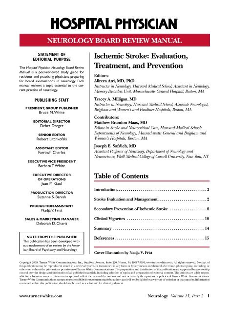 Ischemic Stroke: Evaluation, Treatment, and Prevention - Turner White
