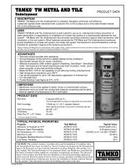 TAMKO® TW Metal & Tile Underlayment Data Sheet