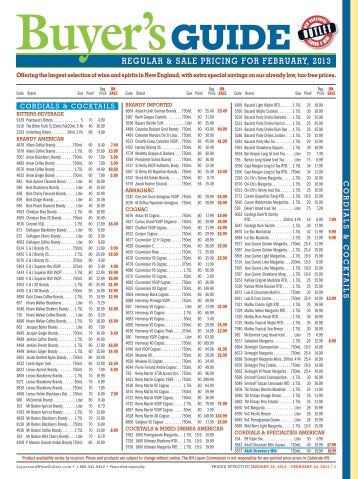 regular & sale pricing For February, 2013 - New Hampshire Liquor ...