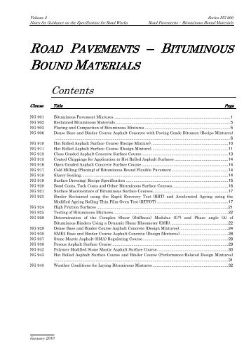 ROAD PAVEMENTS – BITUMINOUS BOUND MATERIALS Contents