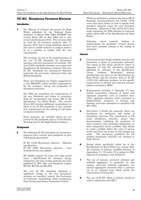 ROAD PAVEMENTS – BITUMINOUS BOUND MATERIALS Contents