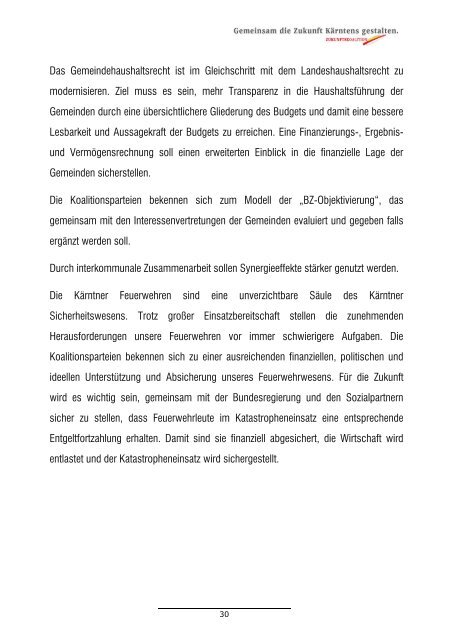 Kärntner Zukunftskoalition 2013 - 2018 Das Regierungsprogramm