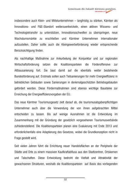 Kärntner Zukunftskoalition 2013 - 2018 Das Regierungsprogramm