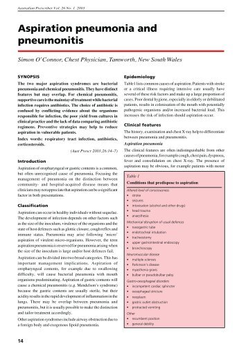 Aspiration pneumonia and pneumonitis - Australian Prescriber