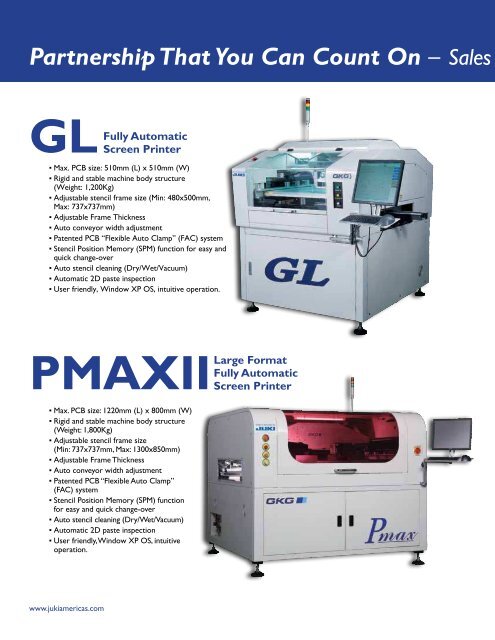 GL Fully Automatic Screen Printer PMAXII Large Format Fully ... - Juki