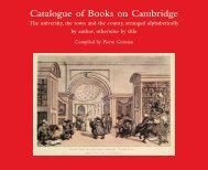 Catalogue of Books on Cambridge - Library - University of Melbourne