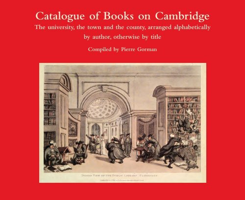 Catalogue of Books on Cambridge - Library - University of Melbourne