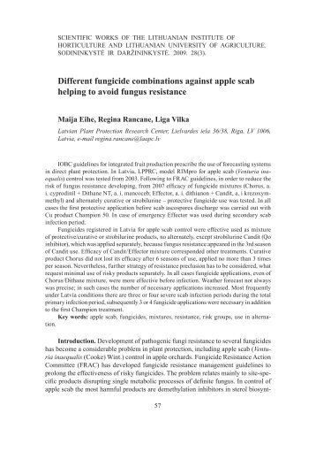 Different fungicide combinations against apple scab - scientific works