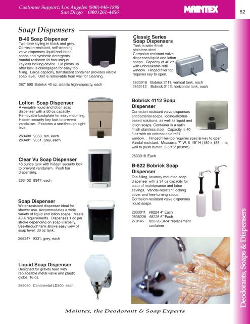 Deodorants, Soaps & Dispensers - Maintex