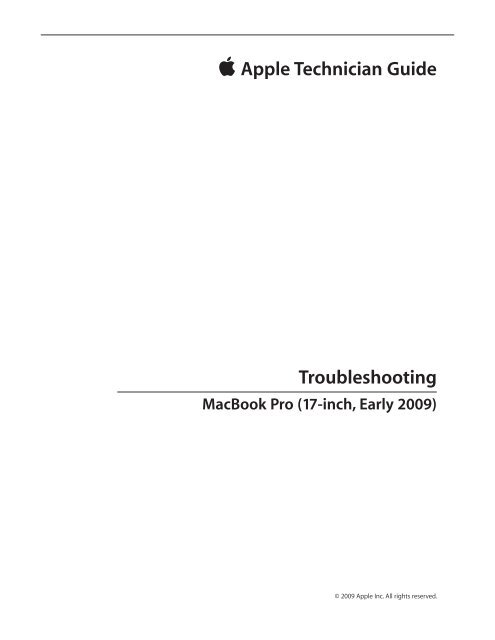 Apple Technician Guide MacBook Pro (17-inch, Early 2009) - tim.id.au