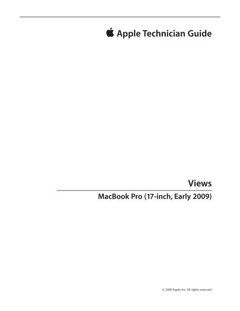 Apple Technician Guide MacBook Pro (17-inch, Early 2009) - tim.id.au