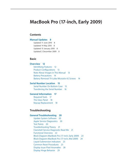 Apple Technician Guide MacBook Pro (17-inch, Early 2009) - tim.id.au