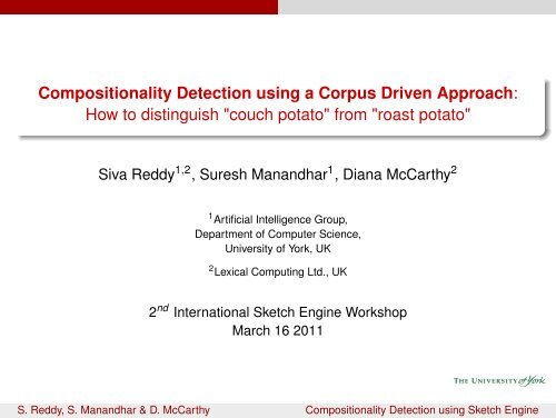Compositionality Detection Using A Corpus Driven Siva
