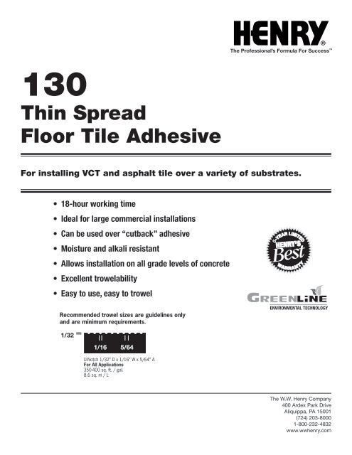 Thin Spread Floor Tile Adhesive The W W Henry Company