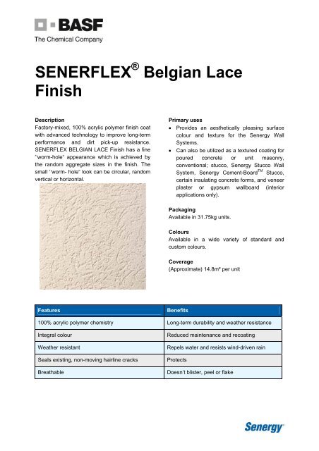 Senerflex Belgian Lace Finish Basf Construction Chemicals