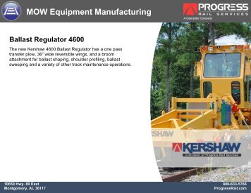 Kershaw 4600 Ballast Regulator - Progress Rail Services