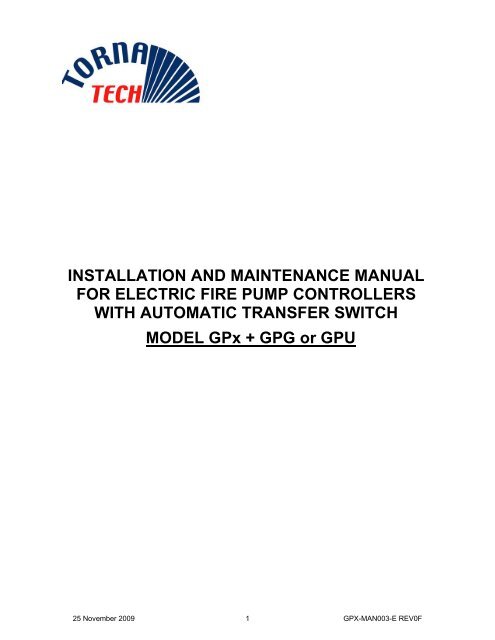 INSTALLATION AND MAINTENANCE MANUAL FOR ... - Tornatech