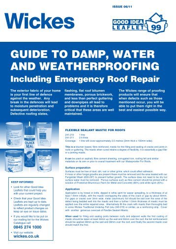 GUIdE TO dAMp, WATER ANd WEAThERpROOFING - Wickes