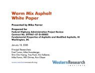 Warm Mix Asphalt White Paper - Western Research Institute