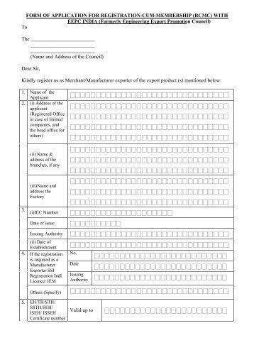 RCMC Application Formats - Engineering Export Promotion Council