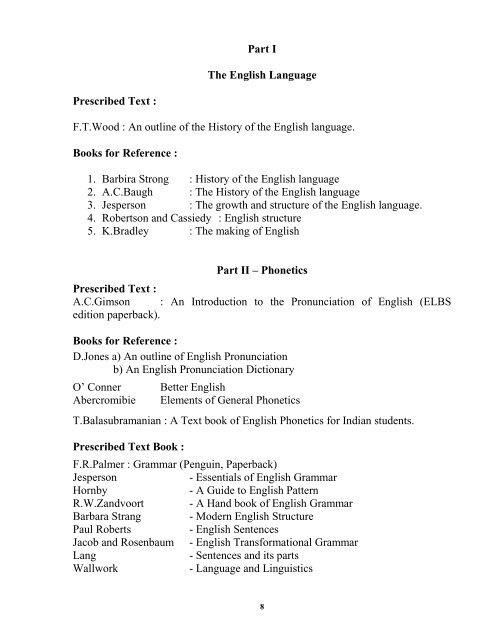 Prescribed Text Part I - 