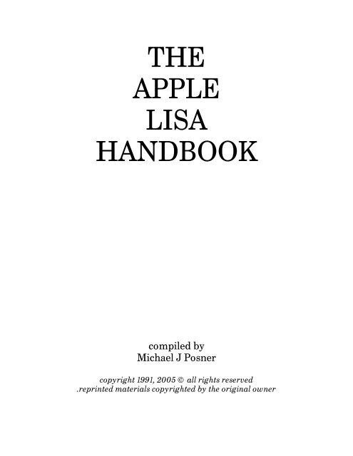 THE APPLE LISA HANDBOOK - Mjposner.com