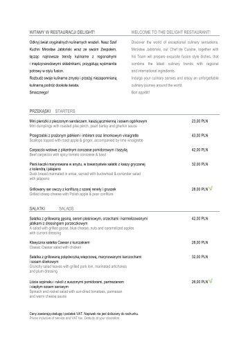 Download menu in PDF - Vienna International Hotels
