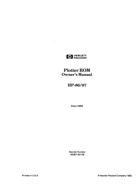 Plotter ROM - HP Series 80 Web Site