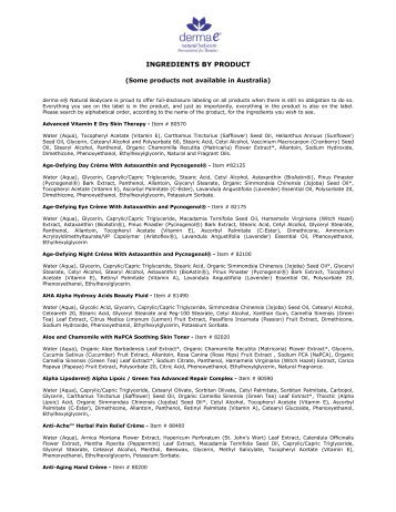 PDF Ingredients by Product - Derma-E Natural Skincare