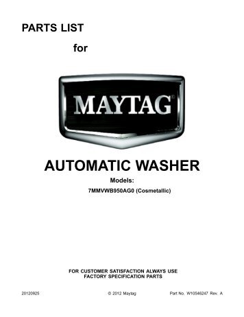 AUTOMATIC WASHER - Maytag