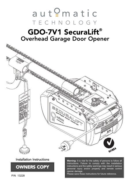 Securalift garage door opener gdo7 v1
