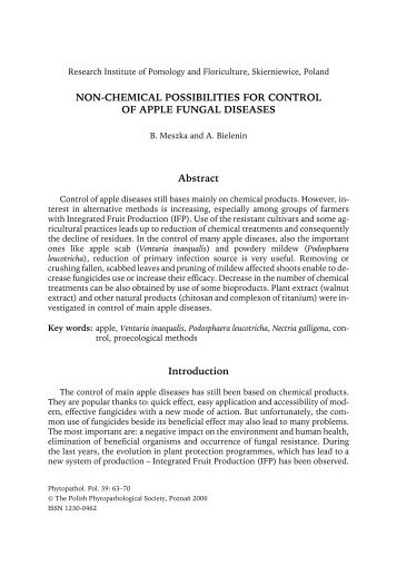 Non-chemical possibilities for control of apple fungal - Poznań