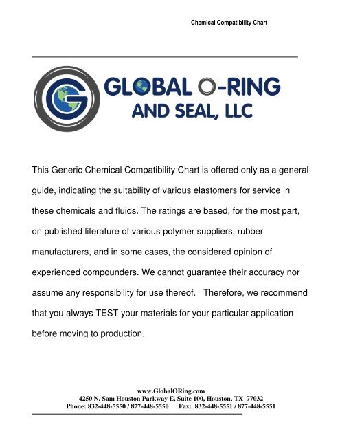 O Ring Chemical Resistance Chart