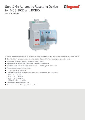 Stop & Go Automatic Resetting Device for MCB, RCD and ... - Legrand