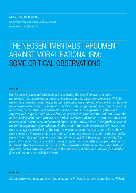 the neosentimentalist argument against moral rationalism