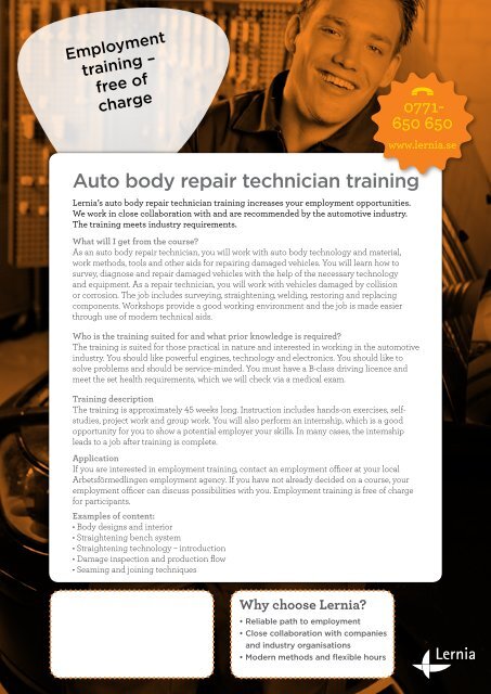 Auto body repair technician training - Lernia