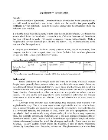 lab report on a fischer esterfication The synthesis of benzocaine: via fischer esterification the time constraints and for its ability to test students' abilities of lab procedures. lab report on a fischer esterfication The synthesis of benzocaine: via fischer esterification the time constraints and for its ability to test students' abilities of lab procedures.