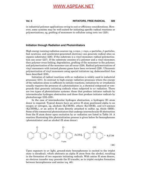 "Initiators, Free-Radical". In: Encyclopedia of Polymer Science and ...