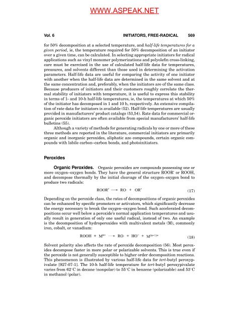 "Initiators, Free-Radical". In: Encyclopedia of Polymer Science and ...