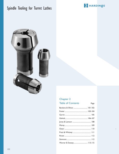 spindle tooling for automatics, turret lathes and rotary - Hardinge Inc.