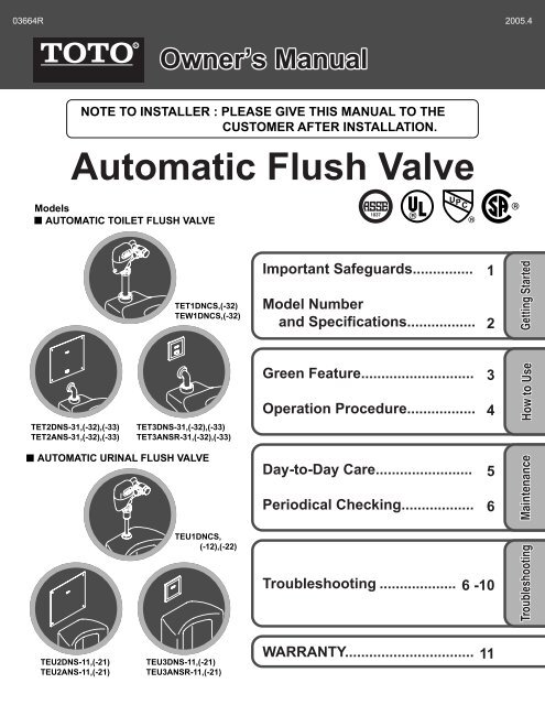 r Automatic Flush Valve Om En V 01 Toto Usa r Automatic Flush Valve Om En V 01 Toto Usa