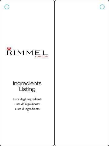 Ingredients Listing - Rimmel London