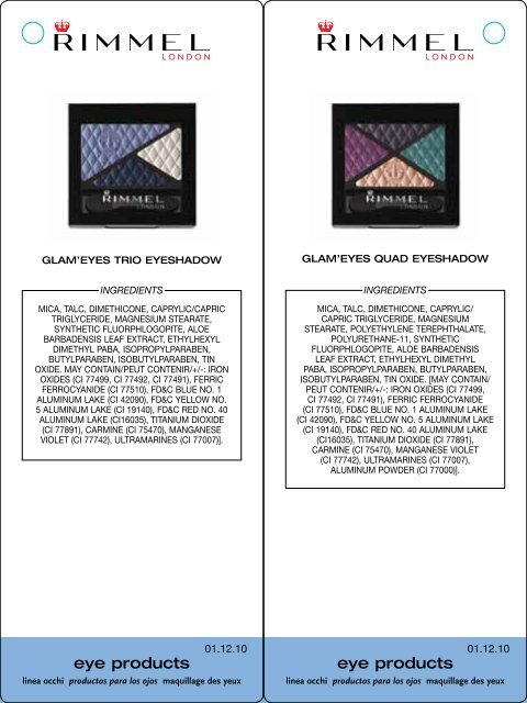 Ingredients Listing - Rimmel London