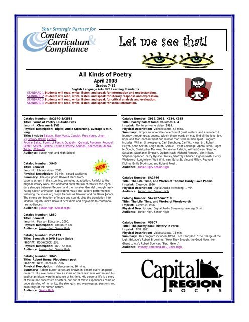 All Kinds of Poetry 2008 - Capital Region BOCES