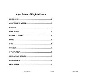 Major Forms of English Poetry